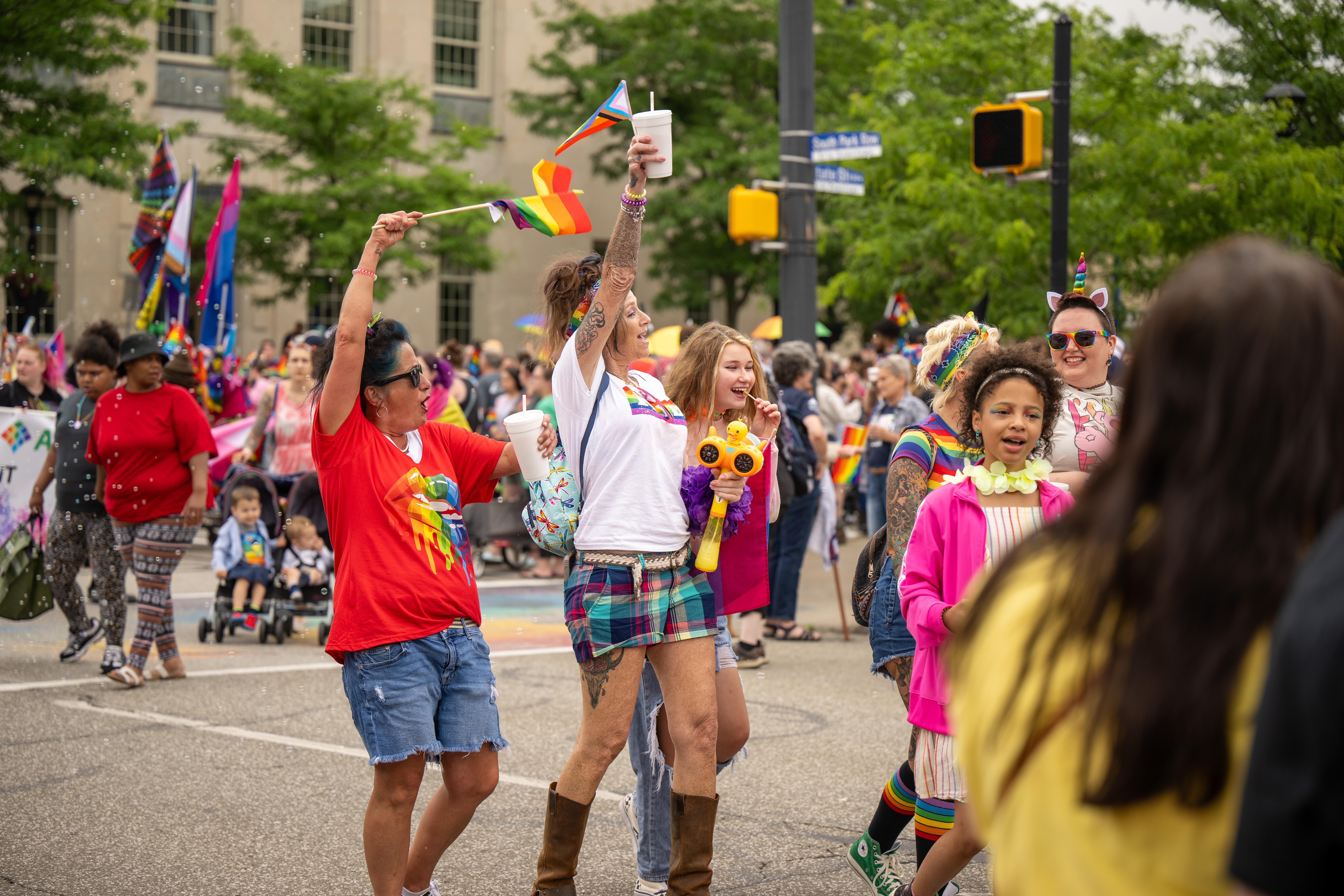 Marchers at the Erie Pride Parade